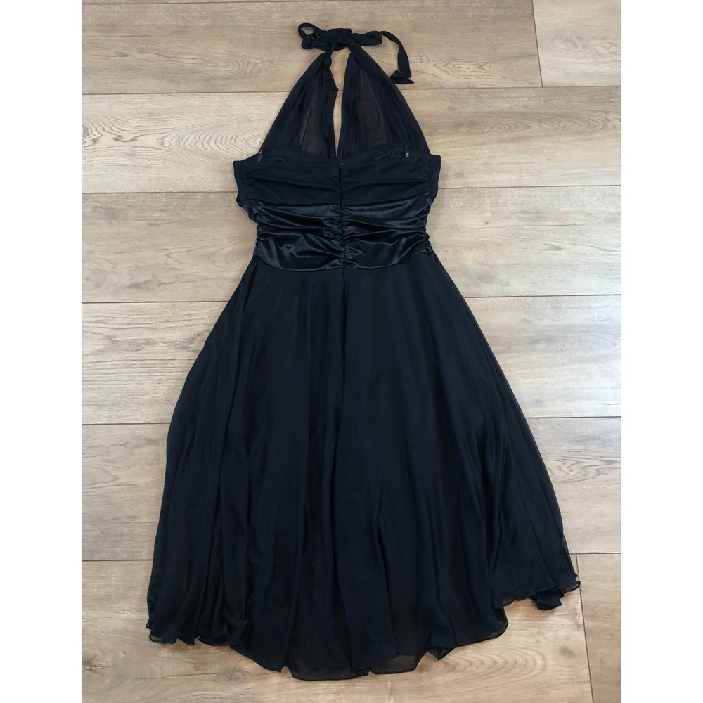 Vintage 90s‎ Y2K XOXO Halter Dress Size S Black Gown Slip Ruffle Hoco Whimsigoth - Picture 2 of 10